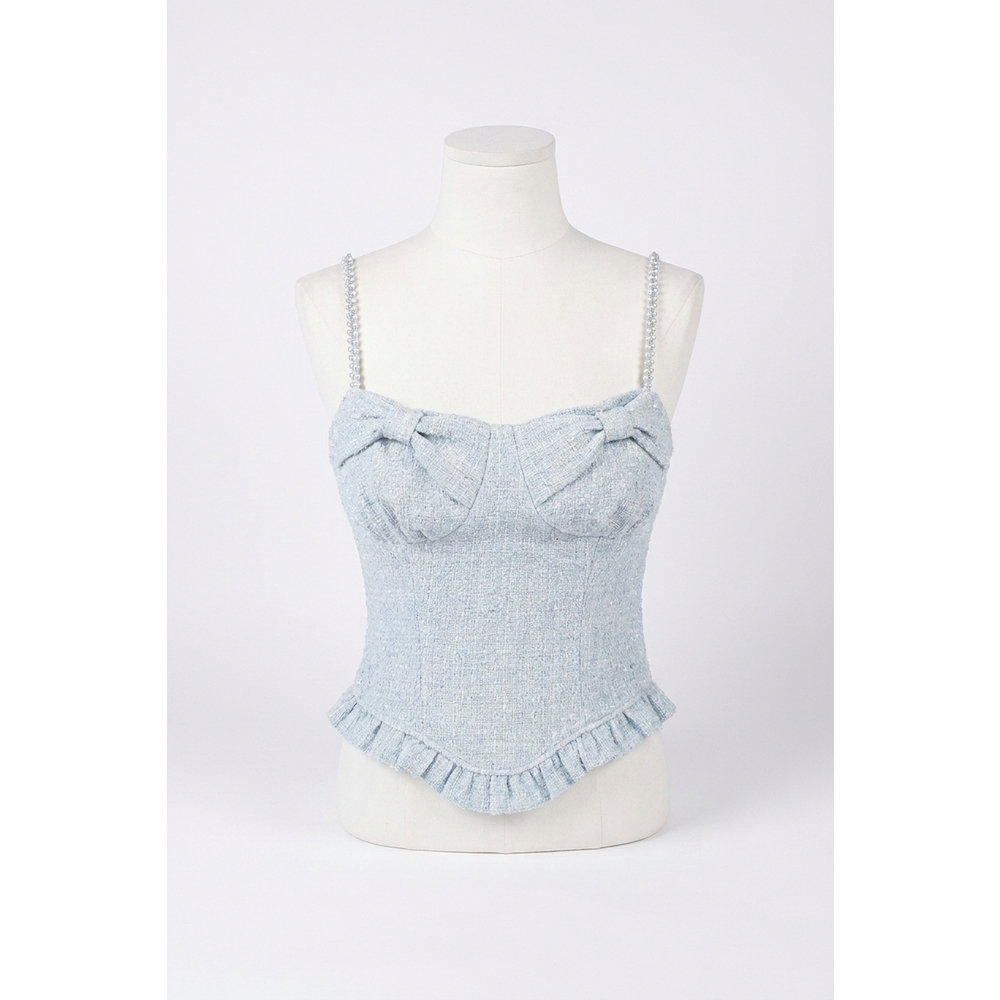NEW KESTAN elora tweed top in blue